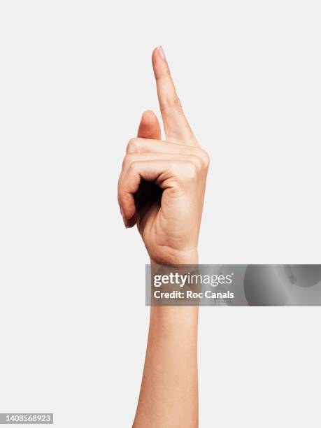 pointing up - finger point hand stock-fotos und bilder