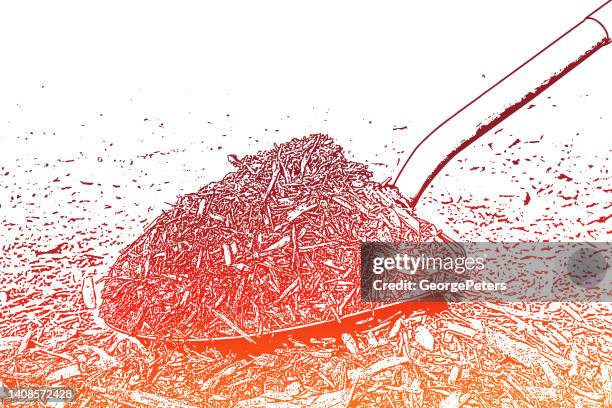 shovel and mulch - compost pile stock illustrations