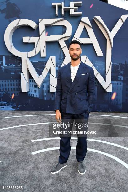 Regé-Jean Page attends Netflix's "The Gray Man" Los Angeles Premiere at TCL Chinese Theatre on July 13, 2022 in Hollywood, California.