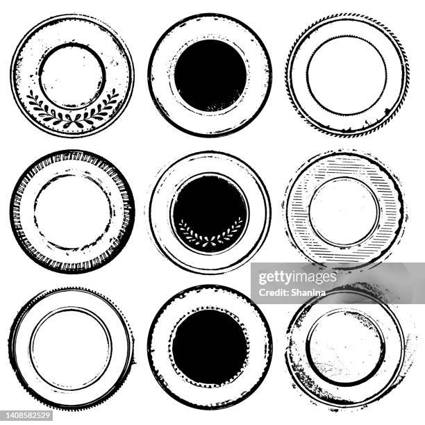 circular rubber stamps set - circle stamp stock illustrations