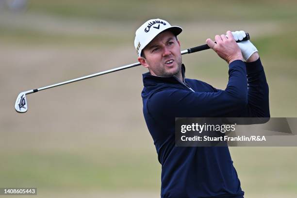 Ashley Chesters of England plays their second shot on the 4th hole during Day One of The 150th Open at St Andrews Old Course on July 14, 2022 in St...