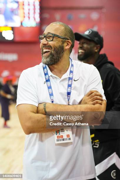 David Fizdale smiles courtside at the Cox Pavilion on July 13, 2022 in Las Vegas, Nevada.