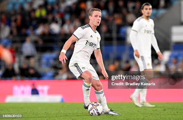 Adam Forshaw of Leeds United in action during the 2022 Queensland Champions Cup match between Brisbane Roar and Leeds United at Cbus Super Stadium on...