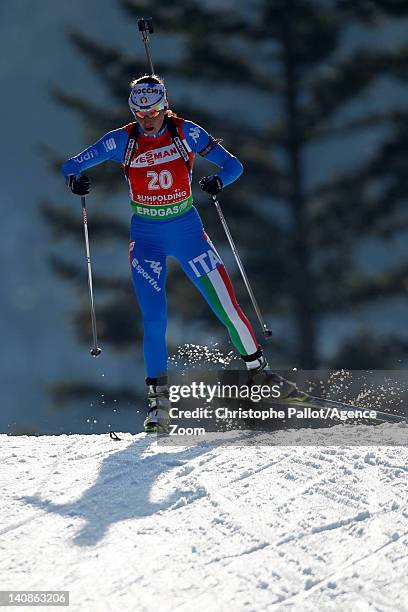 Michela Ponza of Italy competes during the IBU Biathlon World Championships Women's Distance on March 07, 2012 in Ruhpolding, Germany.