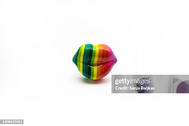 rainbow lips - candy lips stock pictures, royalty-free photos & images
