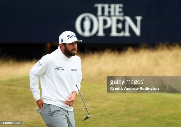 Cameron Young of the United States looks on from the sixteenth green during Day One of The 150th Open at St Andrews Old Course on July 14, 2022 in St...