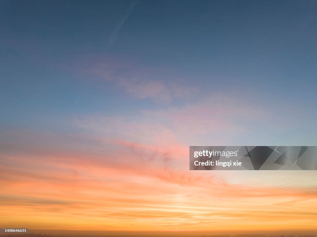 Red sunset glow in the sky