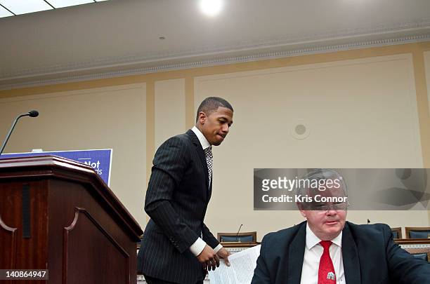 Nick Cannon walks away from the podium after speaking during a Congressional Briefing on Protecting Children and Teen Online Privacy at the Rayburn...