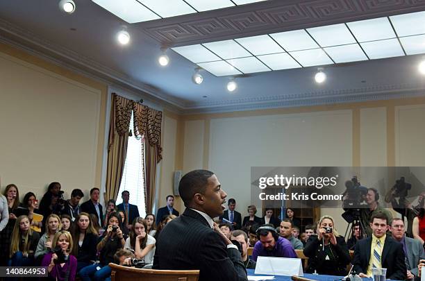 Nick Cannon speaks during a Congressional Briefing on Protecting Children and Teen Online Privacy at the Rayburn House Office Building on March 7,...