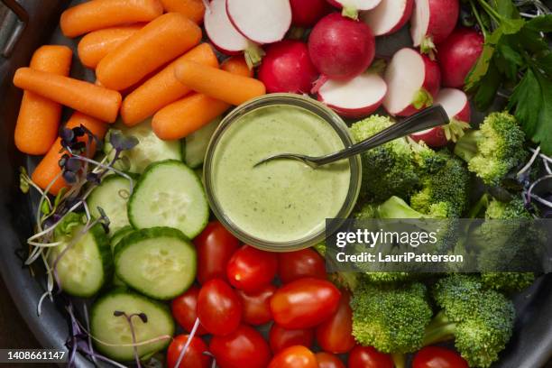the viral green goddess salad dressing - salad dressing stock pictures, royalty-free photos & images