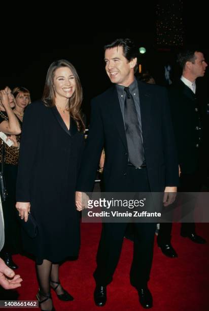 Pierce Brosnan and partner Keely Shaye Smith at the premiere of "Dante's Peak" held at the Universal Amphitheatre in Los Angeles, California, United...