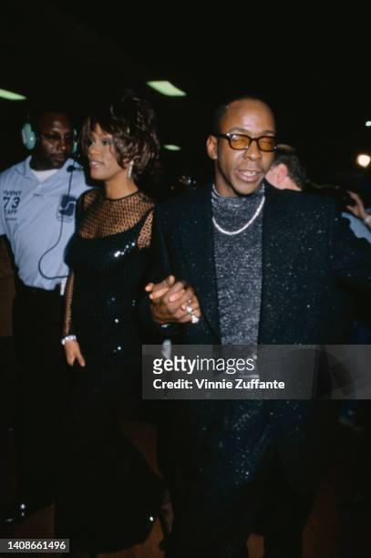 Whitney Houston with Bobby Brown at the Soul Train Music Awards event to receive the Lifetime Achievement Award in Los Angeles, California, United...