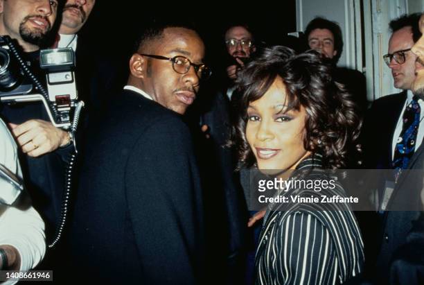 Whitney Houston and Bobby Brown at The Clive Davis Arista Records Pre-Grammy party at the Plaza Hotel in New York City, New York, United States, 28th...