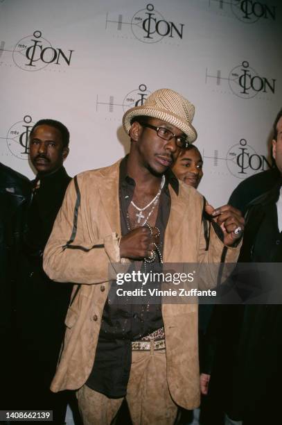 Bobby Brown wears a brown suede suit at the MTV Icon Awards event held at Sony Studios in Culver City, California, United States, 10th March 2001.