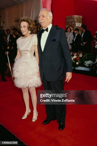 Helen Gurley Brown and husband producer David Brown at the 63rd Annual Academy Awards in Los Angeles, California, United States, 25th March 1991.