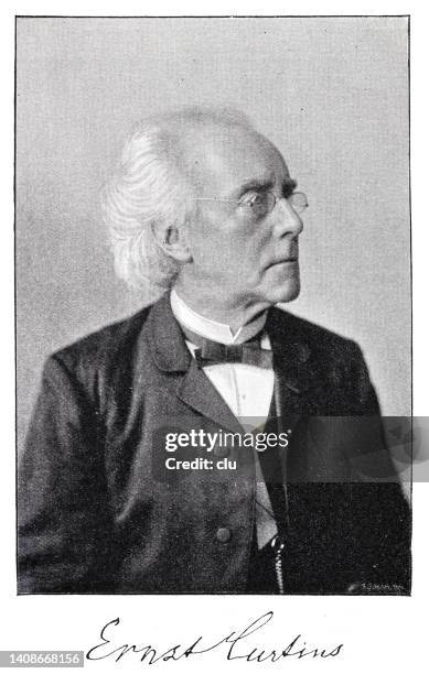 ilustraciones, imágenes clip art, dibujos animados e iconos de stock de ernst curtius, arqueólogo clásico alemán e historiador antiguo - arqueólogo