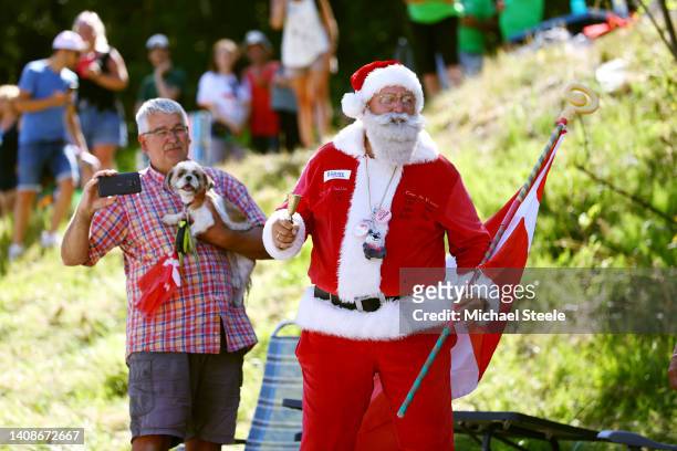 Danish fan dressed up as Santa Claus wait for the peloton to pass during the 109th Tour de France 2022, Stage 12 a 165,1km stage from Briançon to...