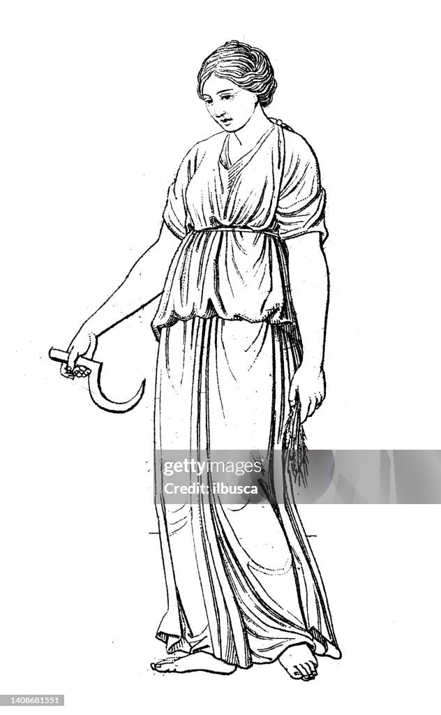 Antique engraving illustration, Civilization: Greek and Roman deities and mythology, Demeter (Ceres)