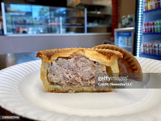 Photo of a British-style pork pie at Antonio's Pizzeria in East Meadow, New York, on June 17, 2022.