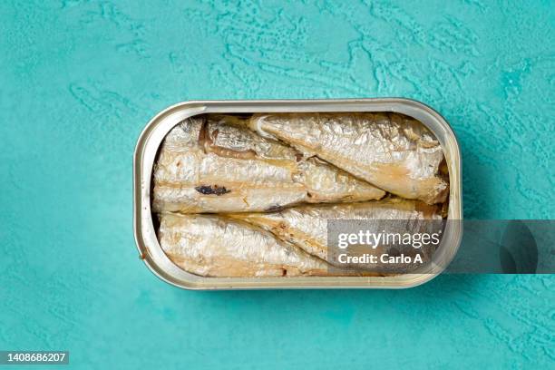 tin sardines - sardine photos et images de collection