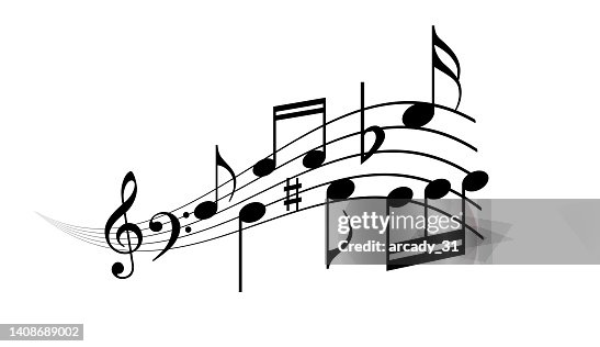 Basic Music Scale Notes Cartoon Musical Score With Notes Vector Cartoon High-Res Vector Graphic - Getty ...