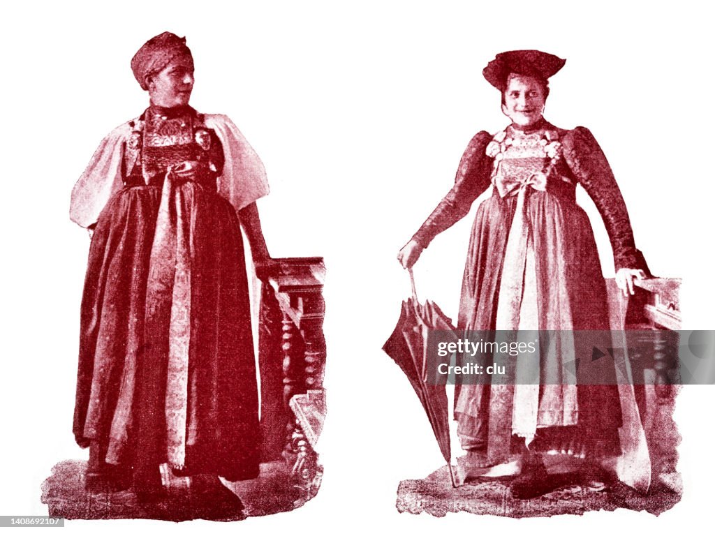 The clothes of a peasant woman from Dachau, Bavaria