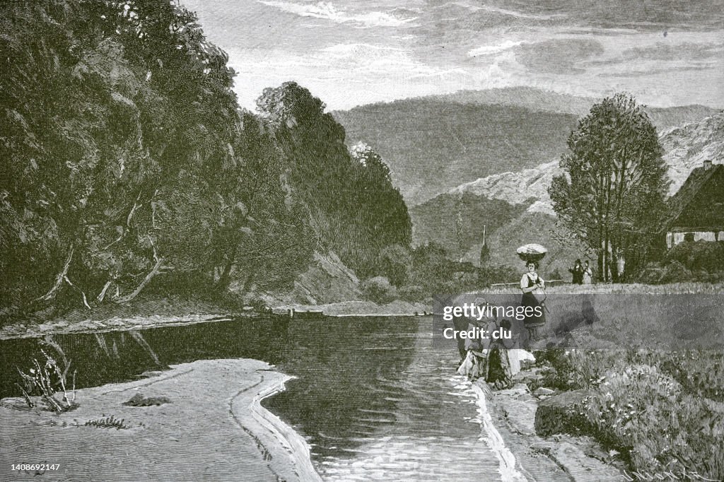 Thuringia In The Schwarza Valley Evening Idyll At The River High-Res ...