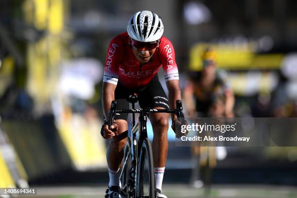 Nairo Alexander Quintana Rojas of Colombia and Team Arkéa - Samsic crosses the finishing line during the 109th Tour de France 2022, Stage 12 a...