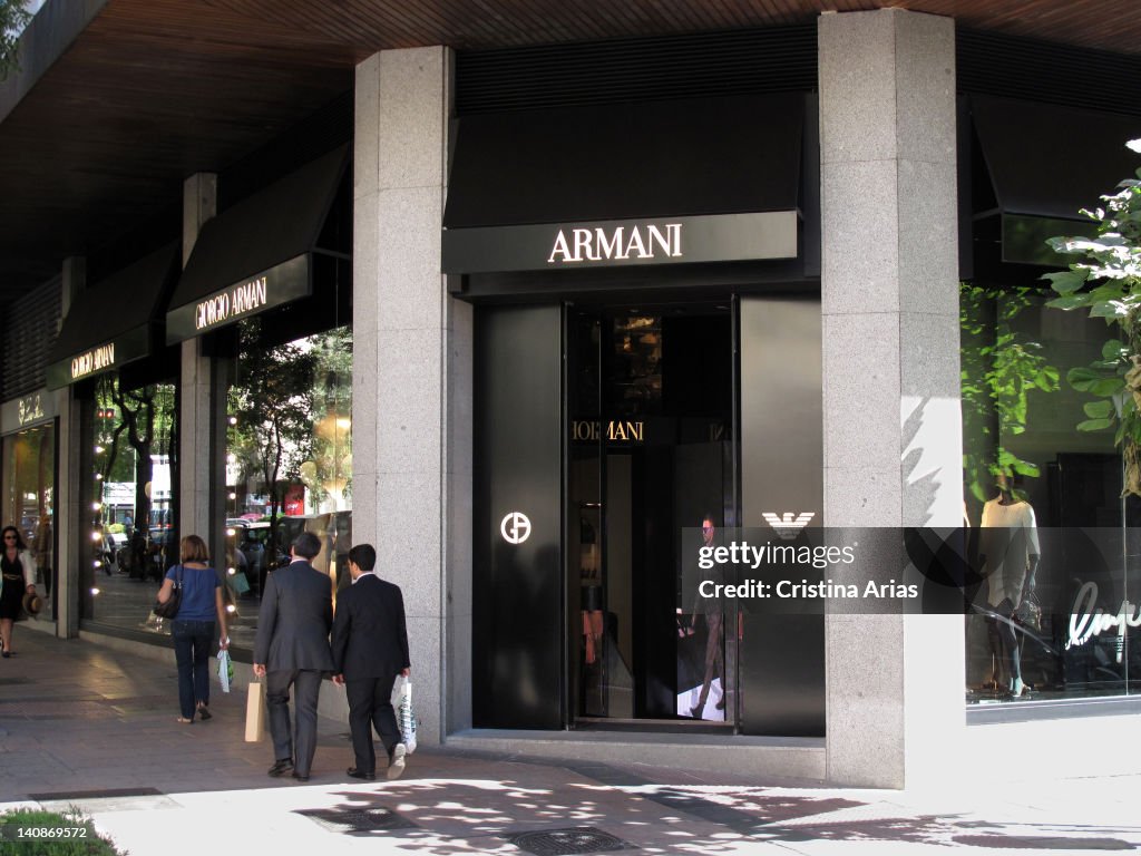 Giorgio Armani shop in the Madrid's Golden Mile,