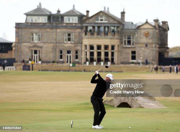 Matt Ford of England tees off the 18th hole during Day One of The 150th Open at St Andrews Old Course on July 14, 2022 in St Andrews, Scotland.