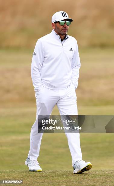 Sergio Garcia of Spain looks on from the 13th during Day One of The 150th Open at St Andrews Old Course on July 14, 2022 in St Andrews, Scotland.