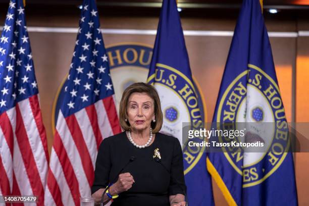 Speaker of the House Nancy Pelosi during her weekly news conference on July 14, 2022 in Washington, DC. Speaker earlier in the day. Attended the...