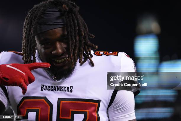 Ronald Jones II of the Tampa Bay Buccaneers poses for the camera prior a NFL game against the Philadelphia Eagles at Lincoln Financial Field on...