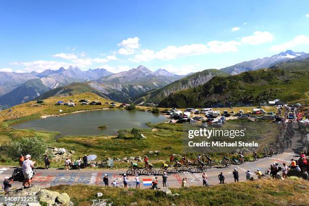 General view of Wout Van Aert of Belgium Green Points Jersey, Jonas Vingegaard Rasmussen of Denmark and Team Jumbo - Visma Yellow Leader Jersey,...