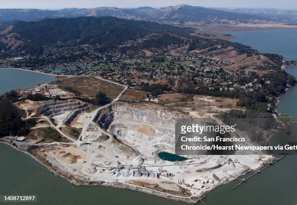 An aerial view of the Dutra Materials quarry near China Camp in San Rafael, Calif. On Friday, Sept. 28, 2012.