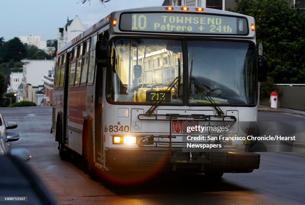 Townsend Bus Townsend Muni bus departs from the stop at Laguna and Washington ...