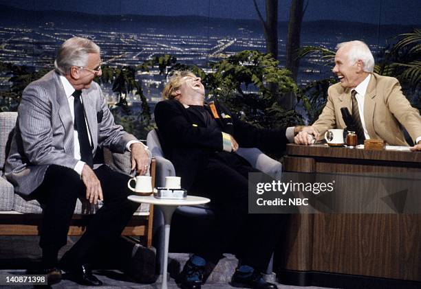 Aired 5/21/92 -- Pictured: Co-host Ed McMahon, actor/comedian Robin Williams with host Johnny Carson on May 21, 1992 -- Photo by: Alice S. Hall/NBCU...