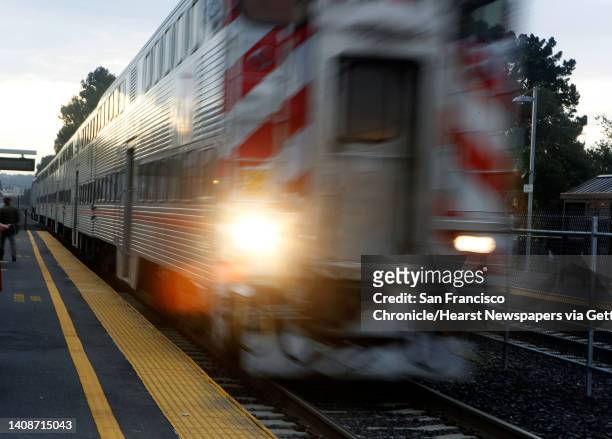 Northbound train pulls into the Caltrain station in San Bruno, Calif. On Tuesday, Dec. 4, 2012. Caltrain still doesn't offer wifi access on board...