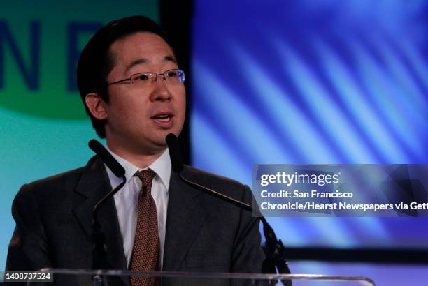 Todd Park, Chief Technology Officer for the United States, delivers the keynote speech at the Big Data in Biomedicine conference in Stanford, Calif....