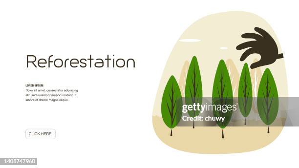 reforestation concept website template - ozone hole stock illustrations