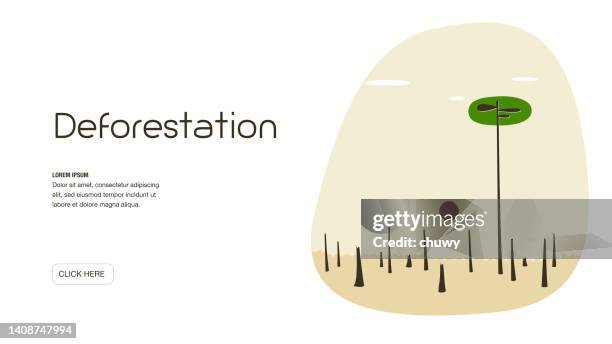 deforestation concept website template - ozone hole stock illustrations
