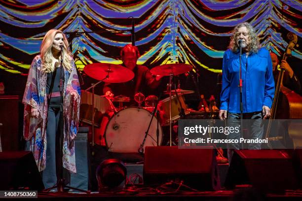 Alison Krauss and Robert Plant perform at Lucca Summer Festival on July 14, 2022 in Lucca, Italy.