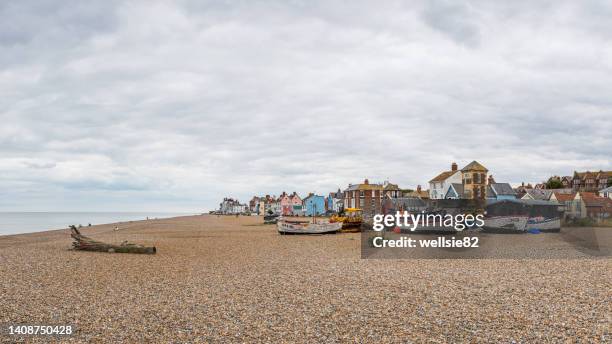 aldeburgh beach panorama - aldeburgh stock pictures, royalty-free photos & images