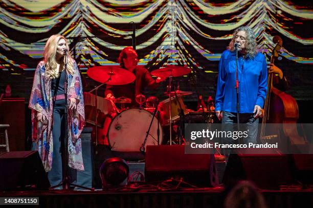 Alison Krauss and Robert Plant perform at Lucca Summer Festival on July 14, 2022 in Lucca, Italy.