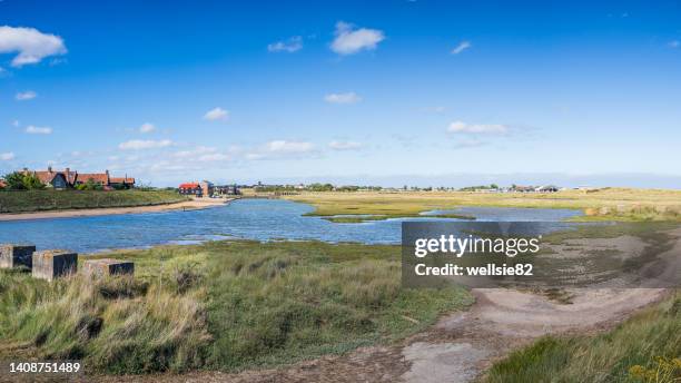 walberswick channel panorama - walberswick stock pictures, royalty-free photos & images