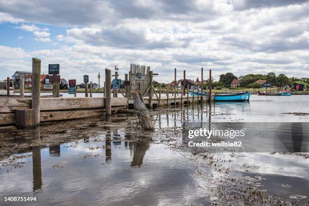 reflections of southwold harbour - walberswick stock pictures, royalty-free photos & images