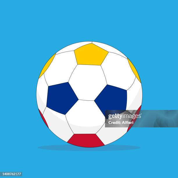 yellow, blue and red football - venezuelan culture stock illustrations