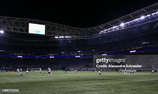 General view of the stadium during a match between Palmeiras and Sao Paulo as part of Copa do Brasil 2022 at Allianz Parque on July 14, 2022 in Sao...