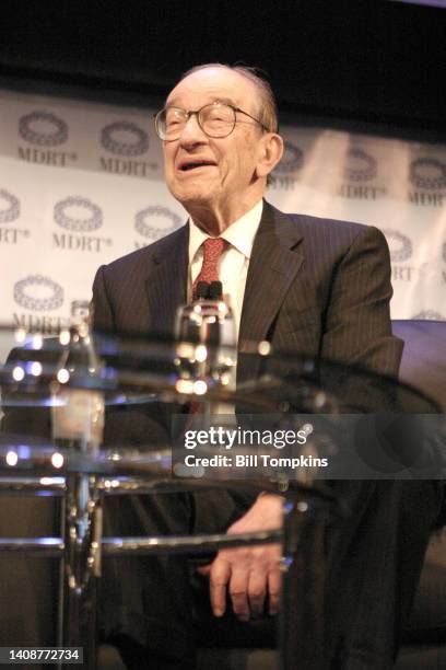 April 25: Financial expert Alan Greenspan lectures during the Million Dollar Round Table conference on April 25th 2007 in New York City.