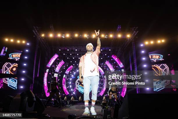 Nicky Jam performs at Hayarkon Park on July 14, 2022 in Tel Aviv, Israel.